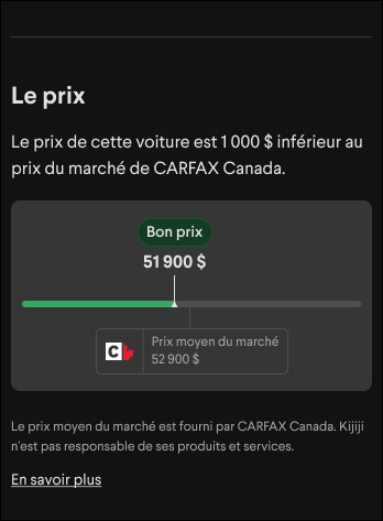 exemple d'affichage du badge « bon prix » sur une annonce