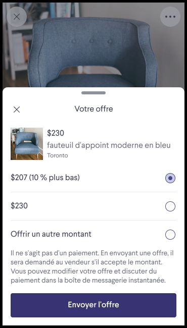 les options pour faire une offre